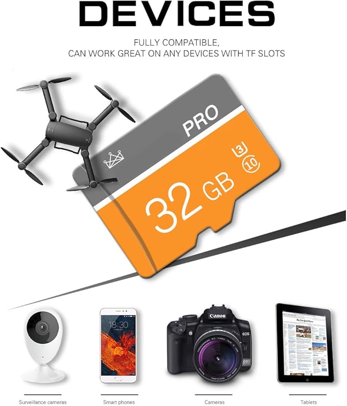 32GB Micro Memory Card Class 10 Memory Card with Adapter Fast Speed TF Card for Tablet/Mobile Phone/Camera/Car Audio/Game Console(2 Pcs 32GB)
