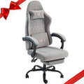 ECOTOUGE Fabric Gaming Chair Video Game Chair with Footrest and Lumbar Support Adjustable Height Home Desk Office Chair Ergonomic Comfort Gamer Chair with High Back Gray
