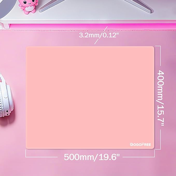 Glass Mousepad with Hard Surface for Gaming Ultra Smooth Mouse Mat Water-Resistant Large Mouse Pad Precision Speed Control for Esport Games/Office Pink XL(15.7’’×19.6’’)