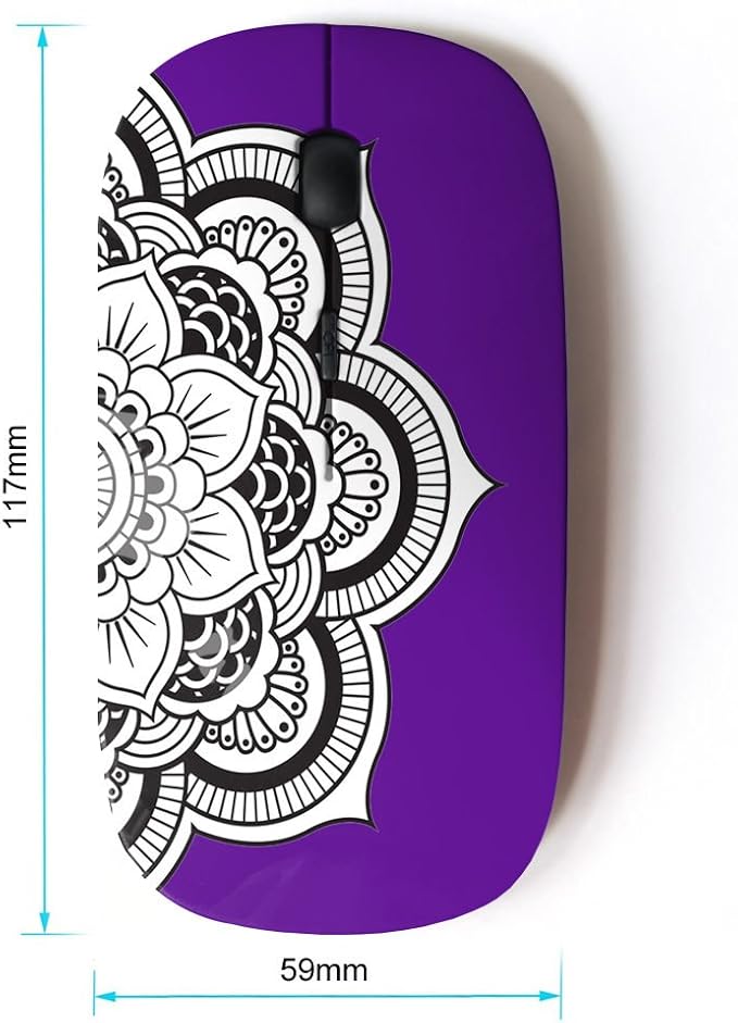 Graphic4You Mandala Flower (Purple) Ergonomic Wireless Mouse with Nano Receiver