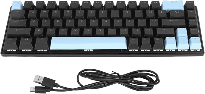 Vikye Mechanical Gaming Keyboard RGB Backlight Compact 68 Keys Mini Wired Office Keyboard with Blue Switch Suitable for Windows for Android PC Laptop (Black