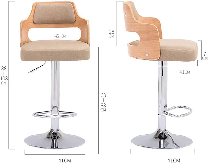 Mlaea Ergonomic Desk Chair Hotel Restaurant Breakfast Bar Stools with Adjustable Height Gaming Club Bar Chair 42 * 41 * 88-108CM(Color:#1)