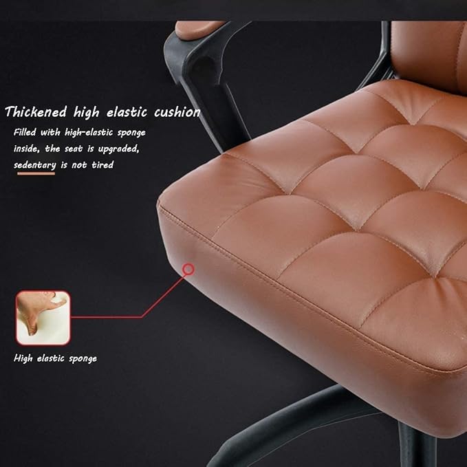 Home Office Chair Executive and Ergonomic Swivel Chair Adjustbale Height Leather Desk Gaming Chair High-Back Office Chair for Study Bedroom Bearing Capacity: 330 Lbs ( Color : Beige  Size : Without m