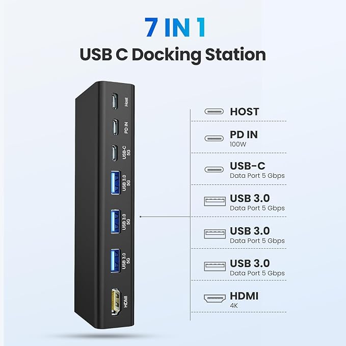 tounee Laptop Stand with Detachable USB-C Hub 100W PD Charging 4K@60Hz HDMI 3 USB Ports Ergonomic Laptop Holder Docking Station for 10-17 Laptops MacBook &amp More (Black)