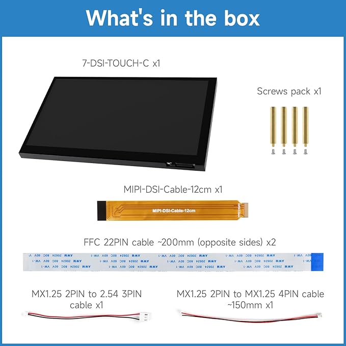 KLAYERS 7-inch DSI Capacitive Touch Display with High-Resolution IPS PanelCompatible with Raspberry Pi OS