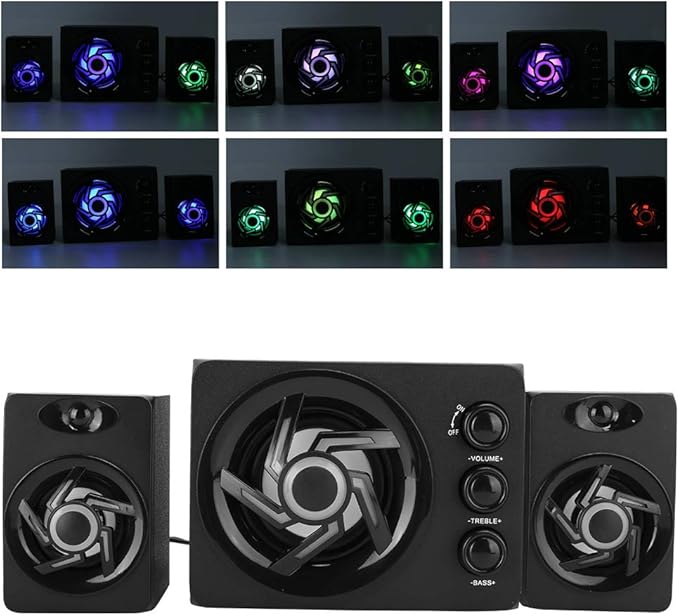 Passive Bookshelf Speakers for PC Computer 2.1 Channel Home Stereo Theater Speakers Treble and Bass Adjustable 3D Surrounding Speaker 3.5mm AUX
