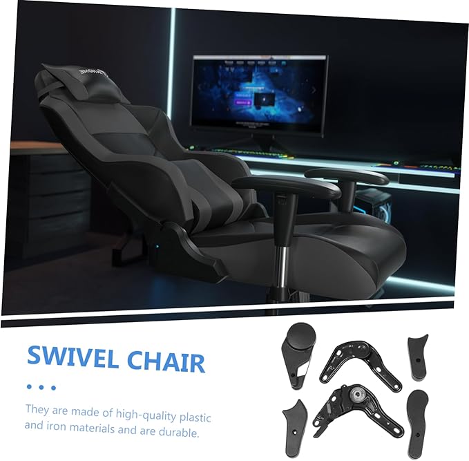6 Pcs Multi Angle Game Chair Regulators Plastic and Iron Adjusters Black for Gaming and Office Seats Easy to Install and Wear Resistant Accessories