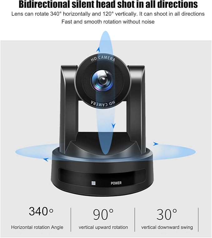 20X Optical Zoom 4K Camera60FPS PTZ Camera 1080P 60FPS Video Camerafor Live Broadcasting Online Teachingfor Conference Churches Events(Black)