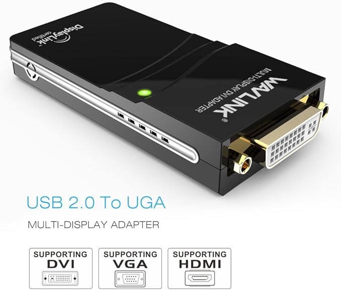 WAVLINK USB to HDMI/DVI/VGA Universal Display Adapter Supports Resolutions up to 1920x1080 Compatible with Windows MacOS ChromeOS Android