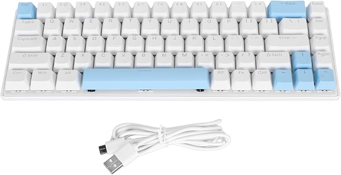 Vikye Mechanical Gaming Keyboard RGB Backlight Compact 68 Keys Mini Wired Office Keyboard with Blue Switch Suitable for Windows for Android PC Laptop