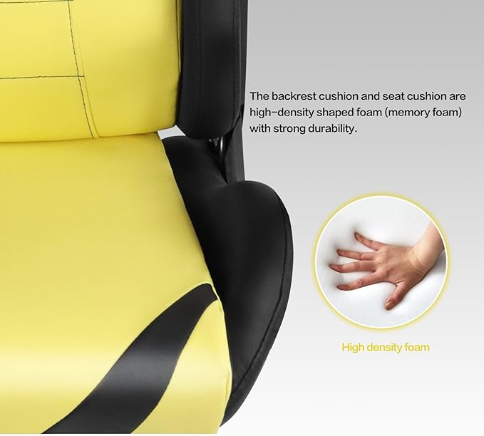 Modern-Depo Ergonomic Gaming Chairs for Adults with High-Density Memory Foam | Swivel Comfortable Office Chair Big and Tall Video Game Chair High Back Computer Chair for Home Office Yellow Black