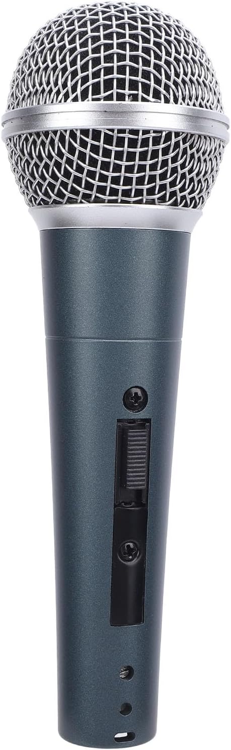 Wired Dynamic Microphone Cardioid Moving Coil Handheld Microphone Set with Shock Absorber for Active Speakers Mixers Amplifiers Low Latency Plug and Play Mic (Cyan)