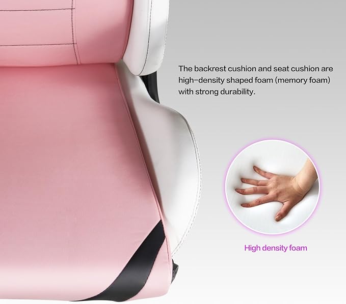 Modern-Depo Ergonomic Gaming Chairs for Adults with High-Density Memory Foam | Swivel Comfortable Office Chair Big and Tall Video Game Chair High Back Computer Chair for Home Office Pink White