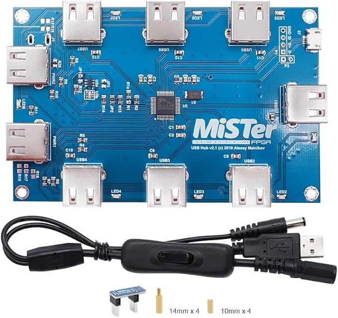 Mister FPGA 7 Port USB HUB V2.1 Kit with Bridge Board Splitter Cable Standoffs