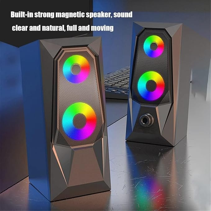 Computer Speakers for Desktop Computer Speaker Computer Speaker 7 Colors LED Effect Sound Luminous RGB Desktop Computer Audio