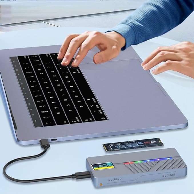 Smart Display Screen M.2 Solid State Drive Case 10GB Protocol NVMe/Data Aluminum Alloy Housing(Color:D)