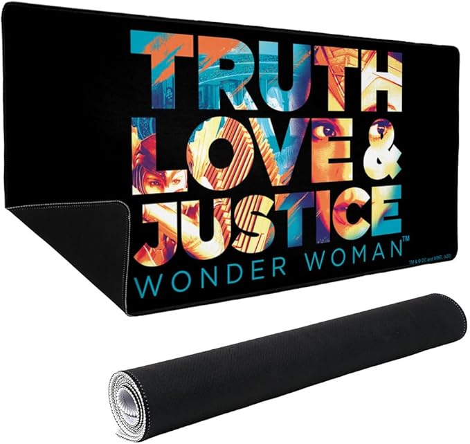 Wonder Woman 1984 Truth Love and Justice Large Gaming Mouse Pad Desk Mat with Stitched Edges Non-Slip Base for Gamer Home and Office 31.5 x 15.7