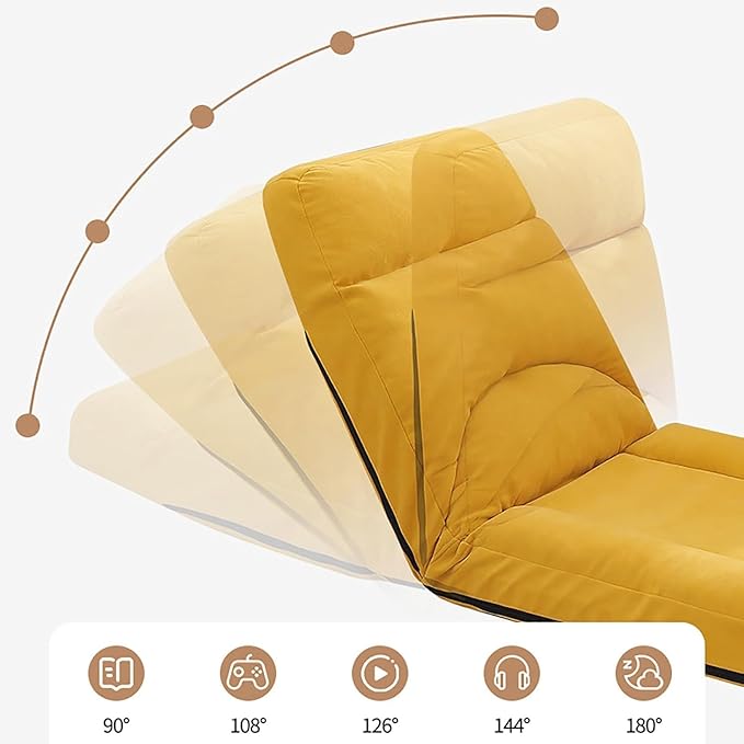 ELEFOCUS Adjustable Foldable Lazy Sofa Chair - 5-Position Padded Gaming Recliner for Living Room Bedroom Indoor Use(D)
