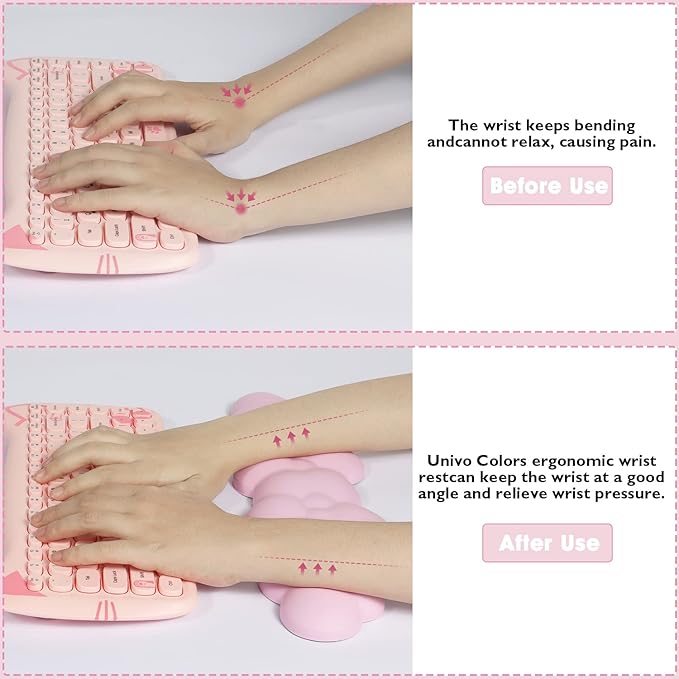 Gaming Keyboard Wrist Rest PadMemory Foam Palm Rest Ergonomic Hand Rest for Computer KeyboardLaptopMacLightweight for Easy Typing Pain Relief-Pink