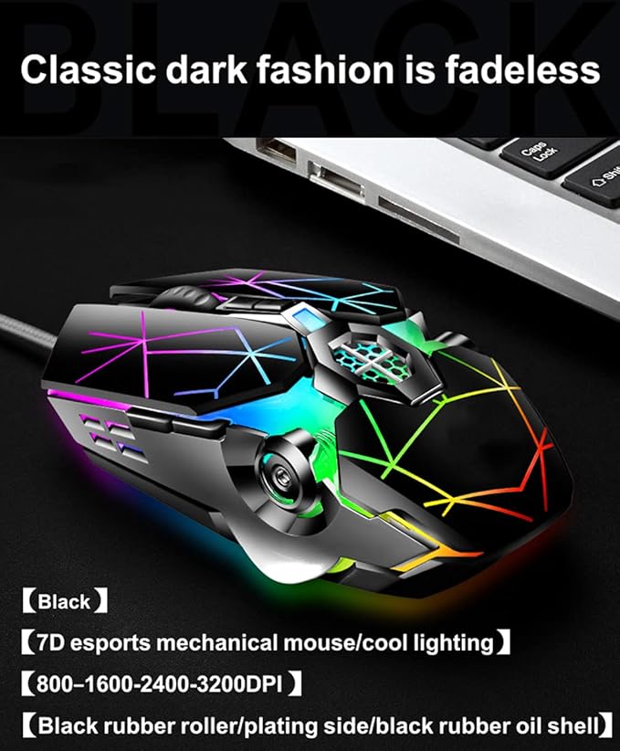 Retro Typewriter Mechanical Keyboard and Mouse Combo Black with Blue Switch and 9 True RGB Backlight Modes Cool Light Up for Gaming Work Mac PC Windows