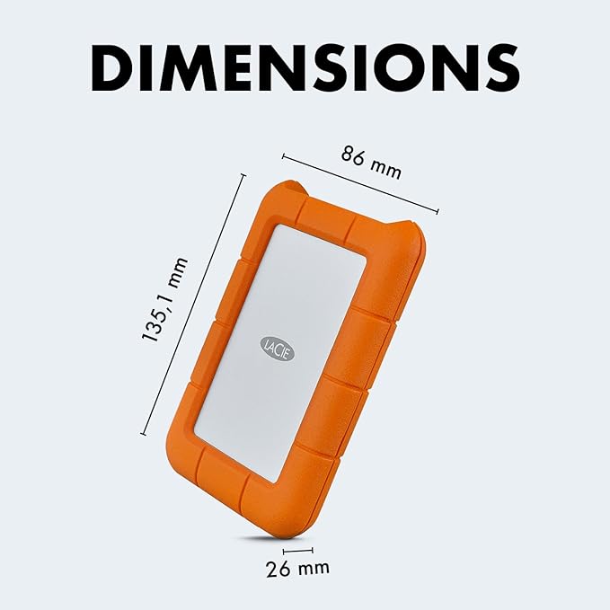 LaCie Rugged 5TB Portable External HDD - USB 3.0/2.0 Compatible Shock/Dust/Rain Resistant for Mac &amp PC Orange Grey