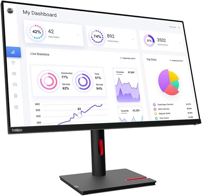 Lenovo ThinkVision T22i-30 21.5 Full HD WLED LCD Monitor - 16:9 - Raven Black