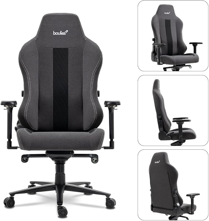 boulies Master Gaming Chair Ergonomic Office Chair for Adults with 4D Armrests Comfortable Computer Chair for Home with Adjustable 4-Way Built-in Lumbar Support (Charcoal Grey Max)
