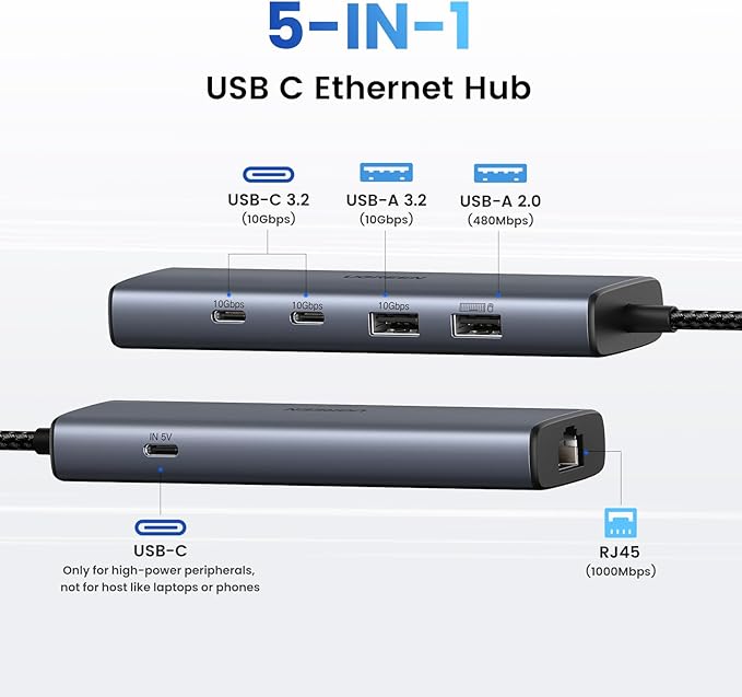 UGREEN USB C to Ethernet Adapter 2.5Gb Bundle with USB 3.2 to 5-in-1 USB C Hub