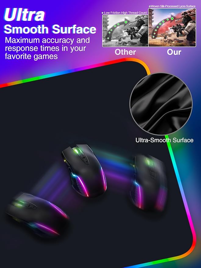 Magnetic Charging Mouse Pad 31.5x15.75 15W Fast Wireless Charging Desk Mat XXL Desk Pad RGB Gaming Mousepad Home Office Large Keyboard Pad with Ultra-Smooth Surface Non-Slip Base