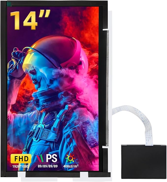 14 Inch LCD Screen for Lian Li O11 Mini PC Case FHD 1920x1080 Laptop Screen Replacement PC Secondary Display HDMI 72% NTSC(White)