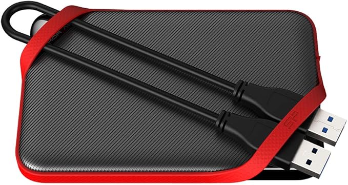 SP010TBPHD62SS3K Silicone Power Portable Hard Drive 1TB 2.5 Inch USB 3.1 Gen 1 Compatible IPX4 Equivalent Waterproof Shockproof Slim Type A62 Series 3 Year Warranty