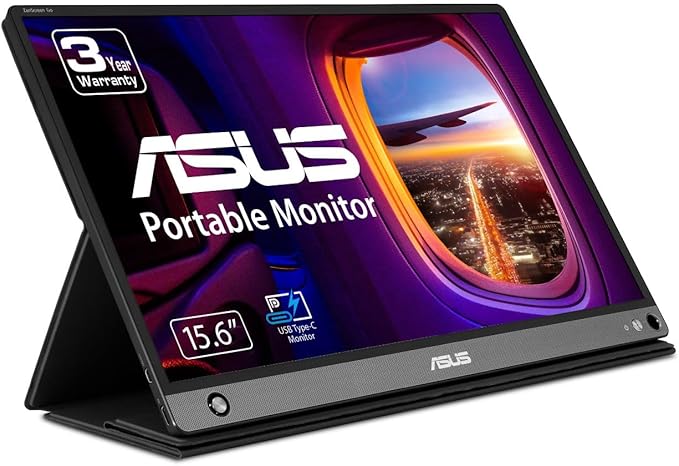 ASUS ZenScreen 15.6” 1080P Portable USB Monitor (MB16AHP) - Full HD IPS Eye Care Micro HDMI USB Type-C Speakers Built-in Battery External Screen for Laptop 3-Year Warranty