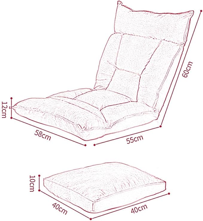 Floor Chair Floor ChairHome Folding Meditation Chair Adjustable Backrest Padded Gaming Chair Floor Seating with Removable Washable Cover for115x58x12cm (Color : Gray)