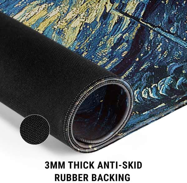 Skinit Extra Large Gaming Mouse Pad - Officially Licensed Van Gogh - The Starry Night Design with Stitched Edges Waterproof Non-Slip Rubber Base Desk Mat for Keyboard &amp Mouse 35.75 x 15.4 in
