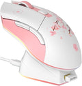 DAREU Sakura Pink Wireless Gaming Mouse with Charging Dock Rechargeable RGB12K DPI6 Programmable Buttons High-Precision Sensor [300IPS] [1000Hz] for PC Notebook Mac