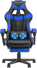 Huracan Gaming Computer Chair with Footrest Adjustable Video Game Chairs for Adults Heavy Duty Office Chair with Headrest and Lumbar Support Blue