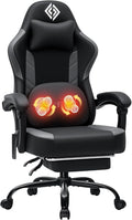 HOFFREE 3D Kneading Massage Gaming Chair with Heated Massage Lumbar Support Office Computer Chairs for Adults with Footrest Ergonomic Comfy Game Chair for Gaming Office 400lbs Black