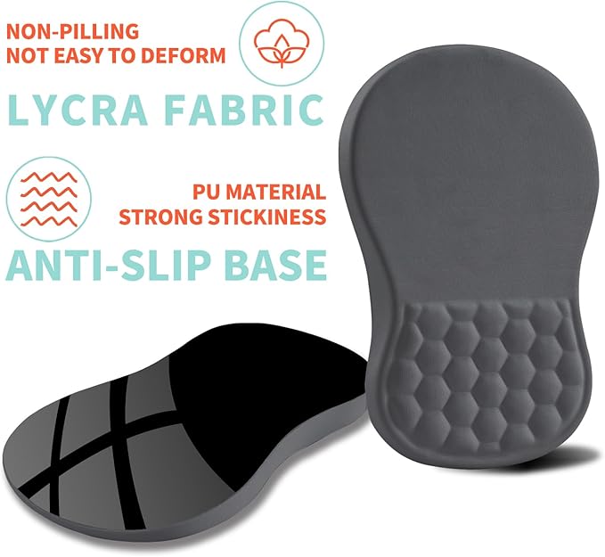 Ergonomic Mouse Pad Wrist Support with Memory Foam Massage Bulge Carpal Tunnel Pain Relief Mousepad Wrist Rest for Mouse(12x8 inch Dark Grey)