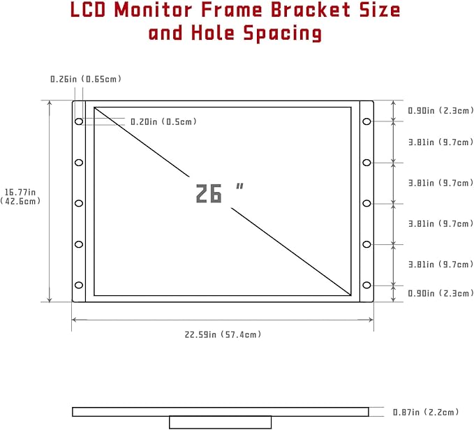 UNICO 26 inch Arcade Monitor 4:3 Ratio LCD Gaming Monitor for HDMI/VGA/CGA/EGA Arcade Machine