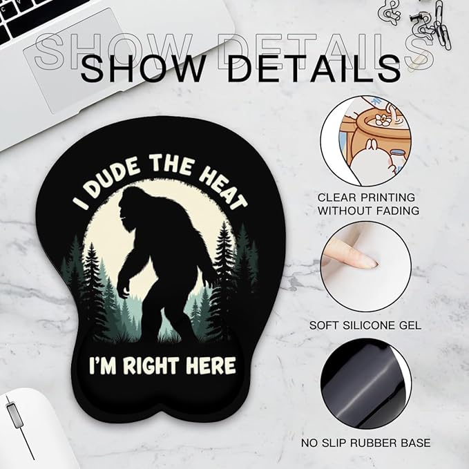 Mousepad Bigfoot Forest Sasquatch 1 (2) Ergonomic Wrist Support Non-Slip Base Mouse Mat with Wrist Rest Computer Mousemat for Desk Work Accessories Pad
