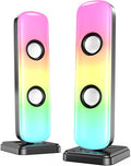 NJSJ Computer Speakers for Desktop 20W Hi-Fi Stereo Gaming Speakers with Bluetooth &amp 3.5mm Aux-in Connection Controllable RGB Lights AC Adapter Powered PC Speakers for Laptop Monitors Phones