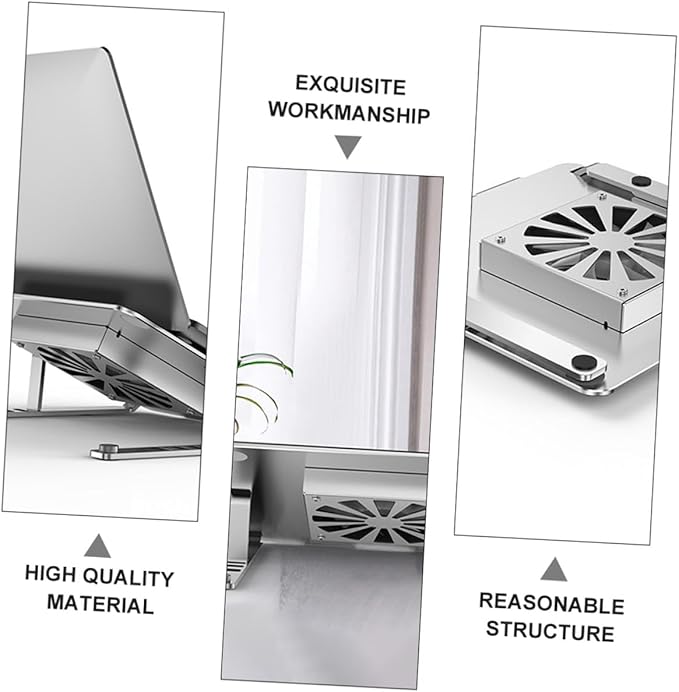 Aluminum Alloy Laptop Cooler Stand with Height Adjustable Cooling Fan Under 17.3 Inch Notebooks Silver Cooling Pad for Gaming Laptops and Office Use