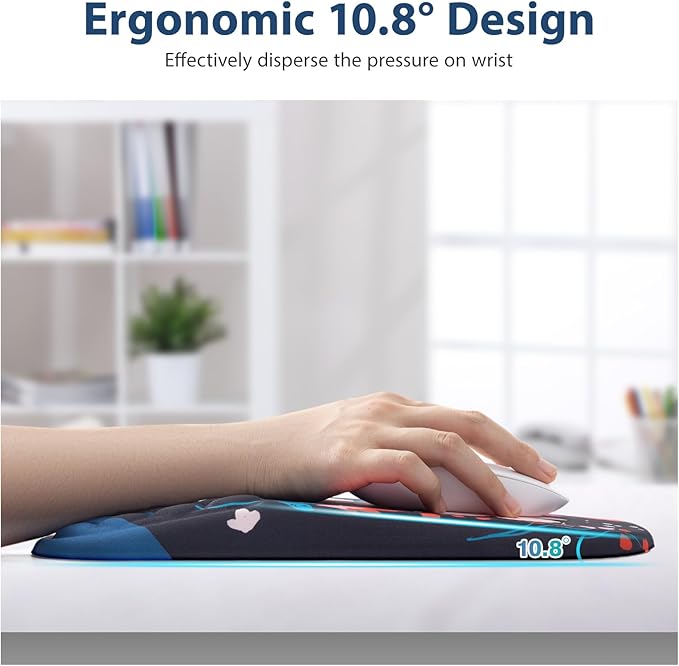EYROZILL 3 in 1 Ergonomic Mouse Pad and Keyboard Wrist Rest Cute Mouse Pad with Wrist Support Massage Design Non-Slip Wrist Pad for Mouse Desk Mouse Set(Flower)