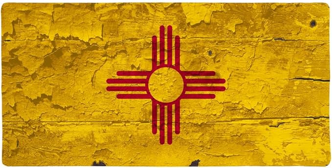 Rustic Distressed New Mexico State Flag Large Gaming Mouse Pad Desk Mat with Stitched Edges Non-Slip Base