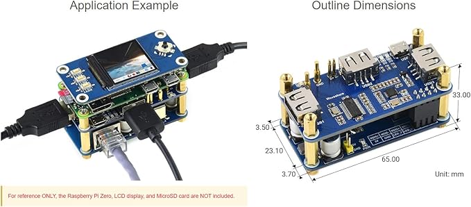 Waveshare PoE Ethernet/USB HUB HAT Compatible with Raspberry Pi Zero/Zero W/4B/3B/3B+ 3X USB 2.0 Ports 802.3af-Compliant
