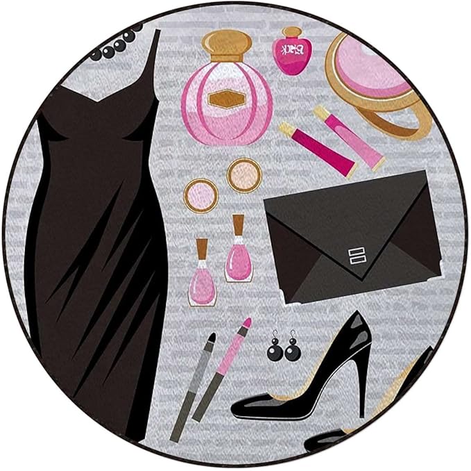 Modern Style Gaming Chair Mat Chair Mat for Hardwood Floor Round Floor Mats for Office Chair Computer Desk Anti Slip Heels and Dresses Black Smart CocktailBrown Pink Diameter 47.2 in