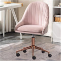 Adjustable Office Computer Chair with Armrest Home Bedroom Comfortable Computer Chair Lift Rotating Makeup(Lightpink Rosegold)