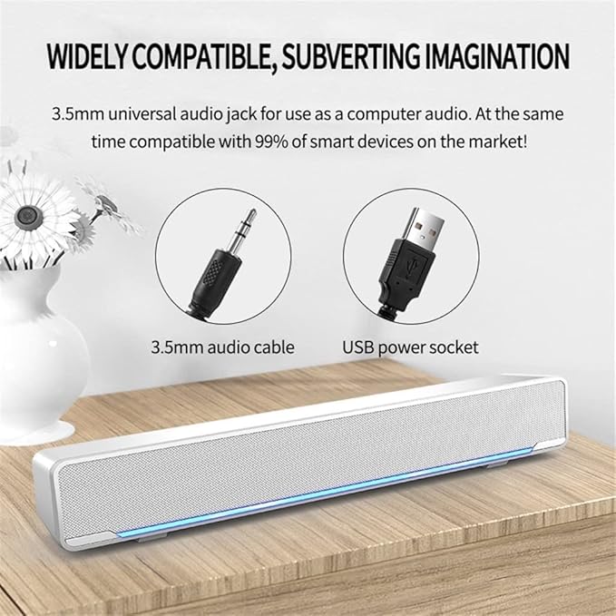 Computer Speakers USB Powered PC Speakers for Desktop Computer Laptop with LED Lights (Color : Black)