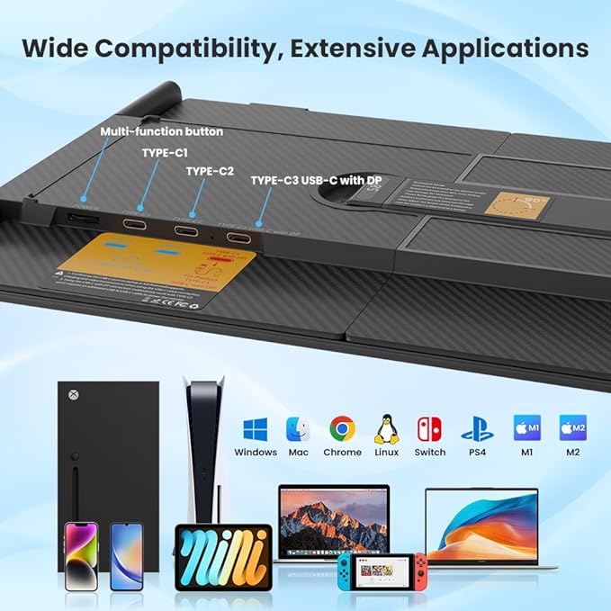 Hyangin Laptop Screen Extender 14-inch 2026 Upgraded Ultra-Slim 1080P Laptop Monitor Extender Ultra-Light Dual Screen Portable Monitor for 13-17.3 Laptops Compatible with Windows/Mac/Linux/Chrome