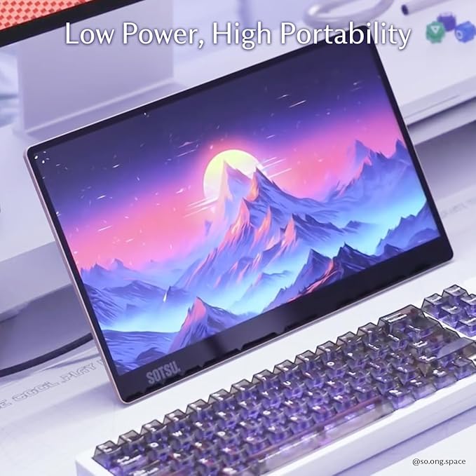 SOTSU FlipAction Go 14 Premium Portable Monitor | Full HD 1080p | 400 Nits | 100% sRGB | Robust yet Lightweight | Pivoting Landscape &amp Portrait Display | Tempered Glass Cover | USB-C &amp Mini H